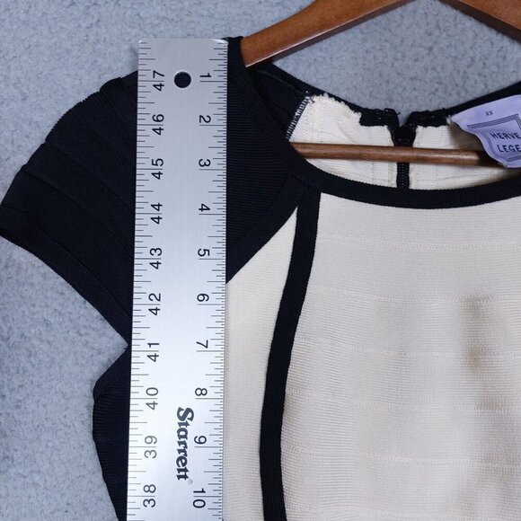 Herve Leger Akira Dress Women's XS Black White Colorblock Bandage Bodycon Fitted - Picture 4 of 10